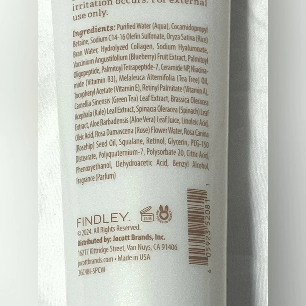 Finley Skin Softening Gentle Gel Cleanser Peptides & Rice Water 5 Fl Oz NEW